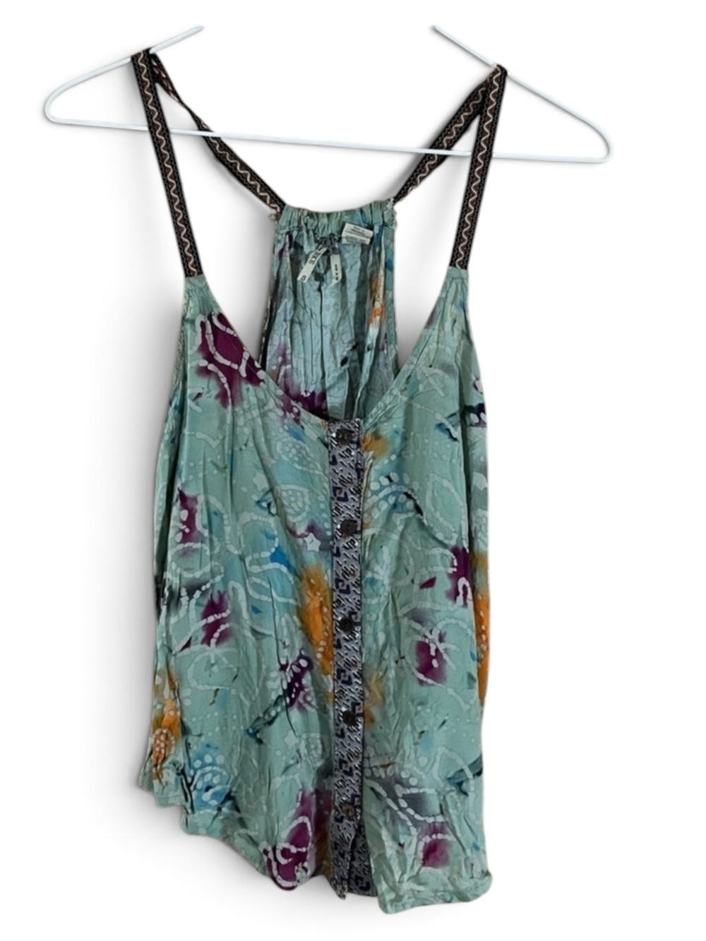 BKE Sage Green Printed Ribbon Straps Top